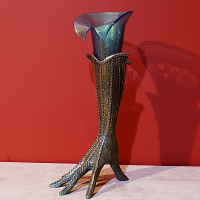 Ваза Перчатка зеленая с голубым стеклом Venturi Arte